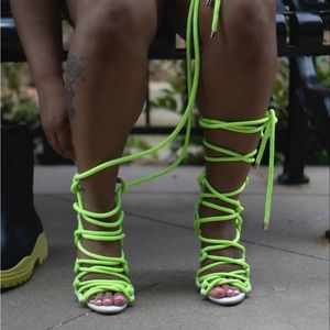 Fluorescent green stiletto heels